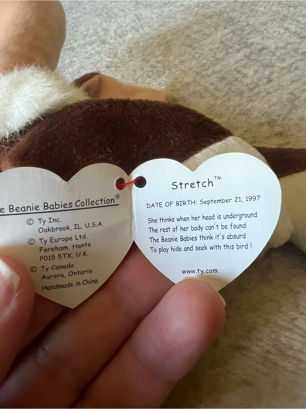 Ty Beanie Baby Stretch the Ostrich 1997 Vintage Plush